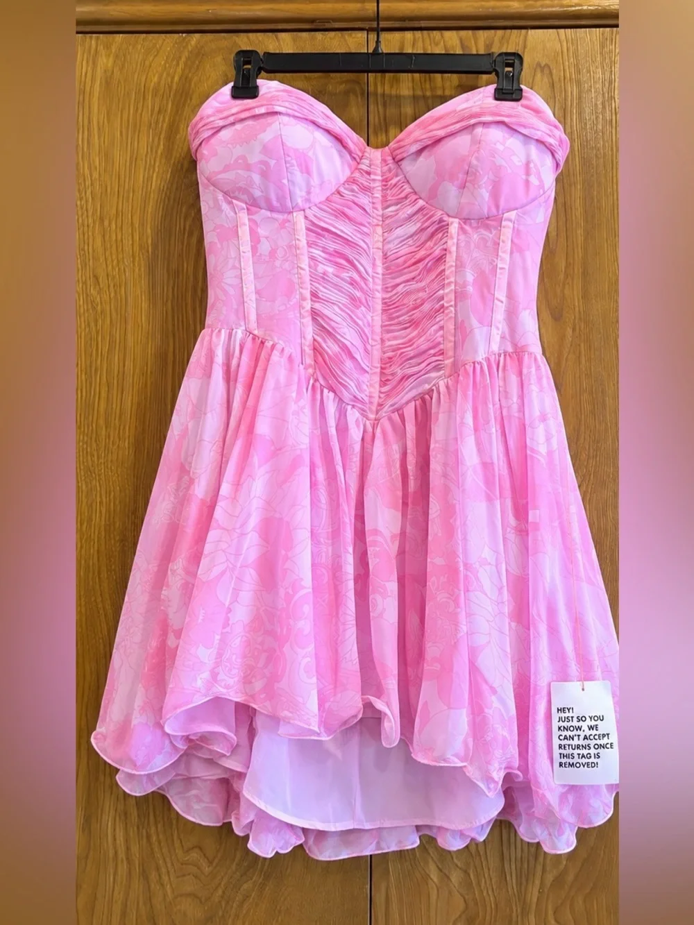 NWOT ASOS LUXE Pink Floral Corset Mini Dress US 14 XL Strapless